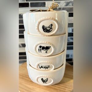 Farm Rae Dunn White Ceramic Bowls with Animal Designs